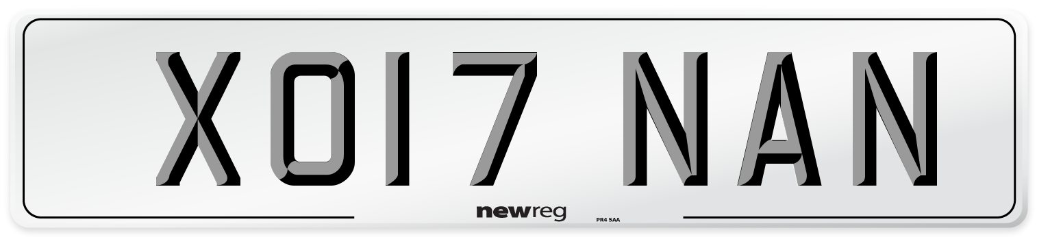 XO17 NAN Number Plate from New Reg